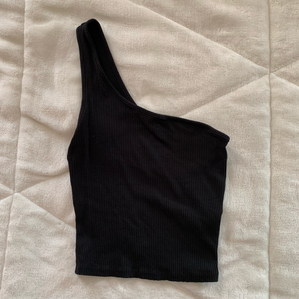 One shoulder ribbed top